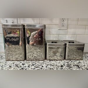 Kreamer Ware Vintage MCM Stainless Steel Kitchen Canister Set